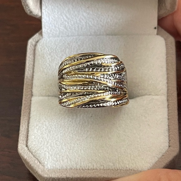 Vintage Jewelry - Gold & silver tone wide size 10.5 ring